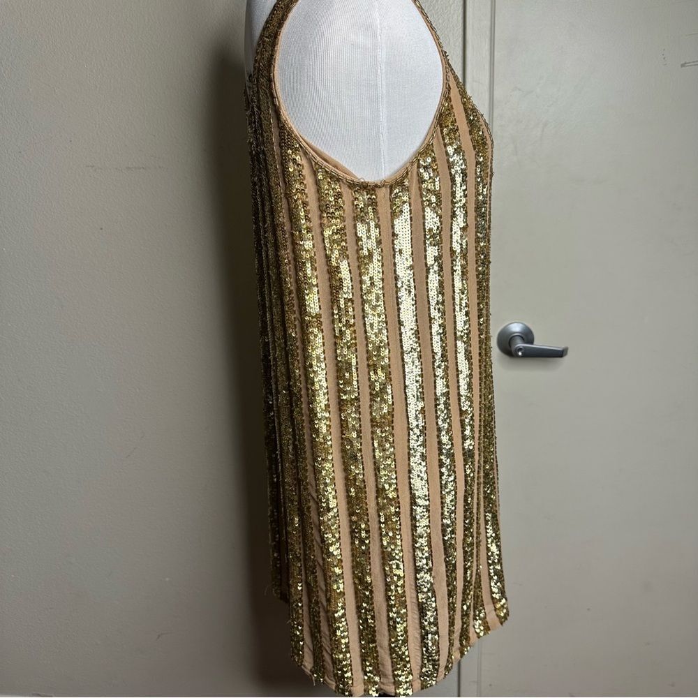 Haute hippie gold 100% silk sequin shift dress size small - Picture 5 of 8